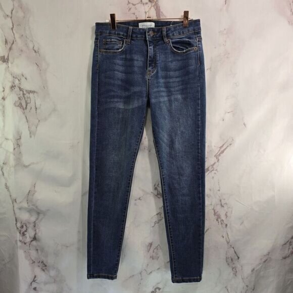 Popsugar Jeans Womens 10 High Rise Skinny Crop Denim Dark Medium Wash - Picture 5 of 12